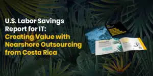 Preview of the US IT Outsourcing Cost Savings Report with green leaves in the background.